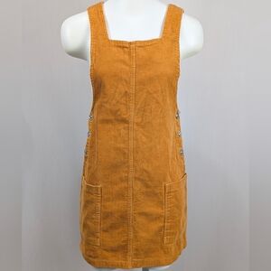 Bershka Mustard Corduroy Mini Dress